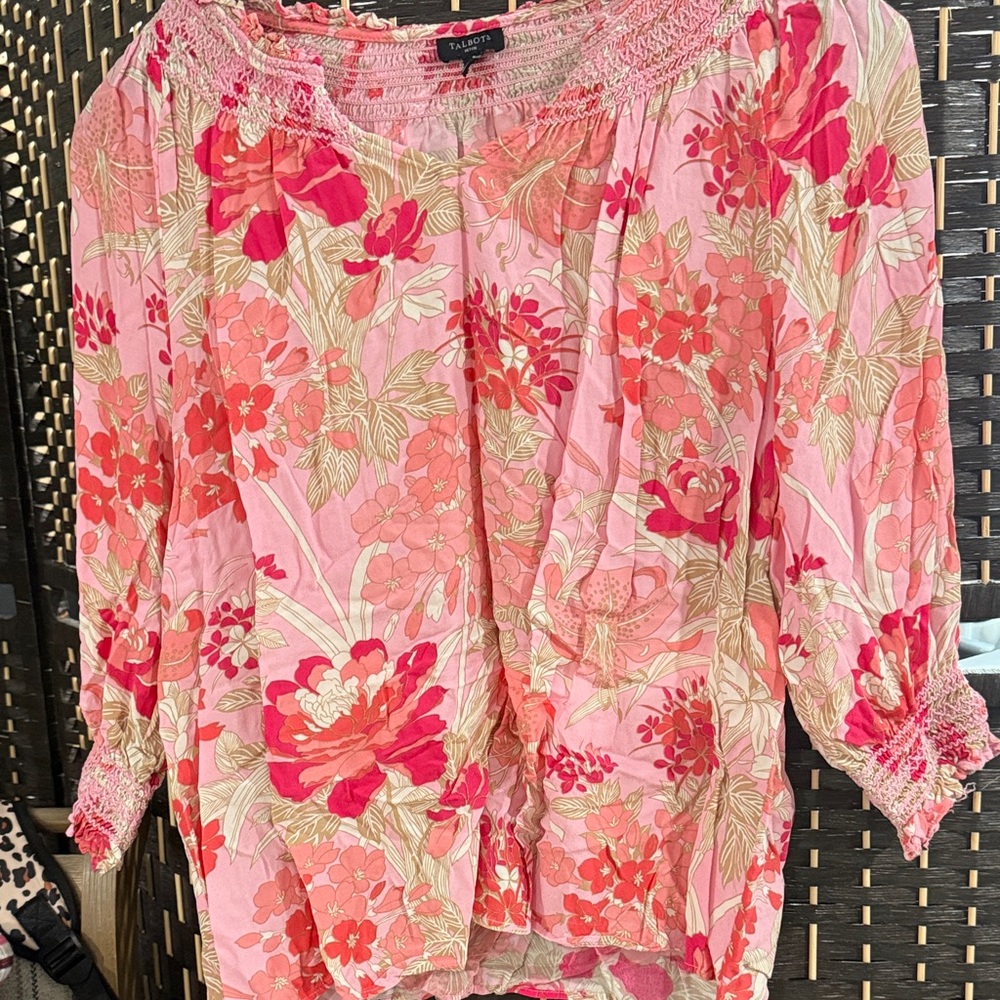 Talbots Pink Floral Blouse